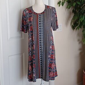 EUC BCBGeneration Short Sleeve Geometric Print Dress Size Large